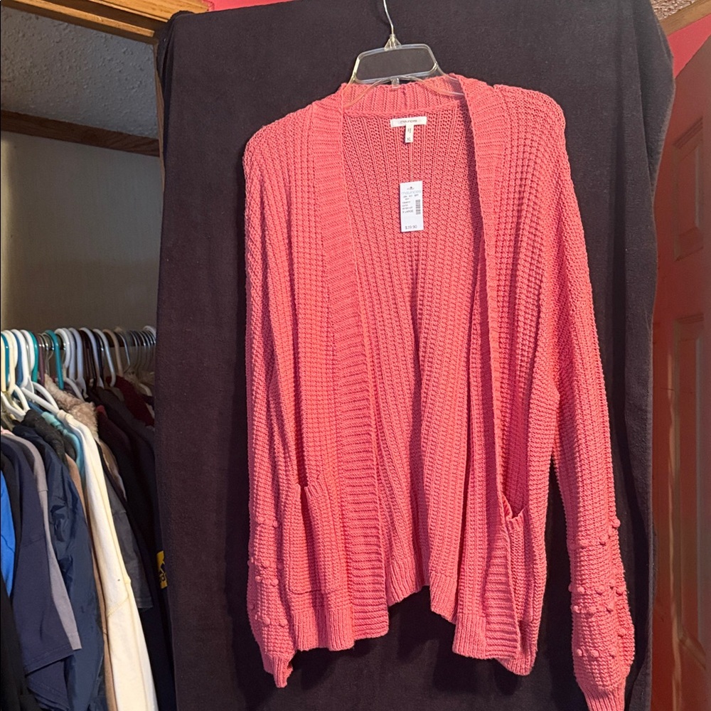 Maurices Coral Open-Front Cardigan